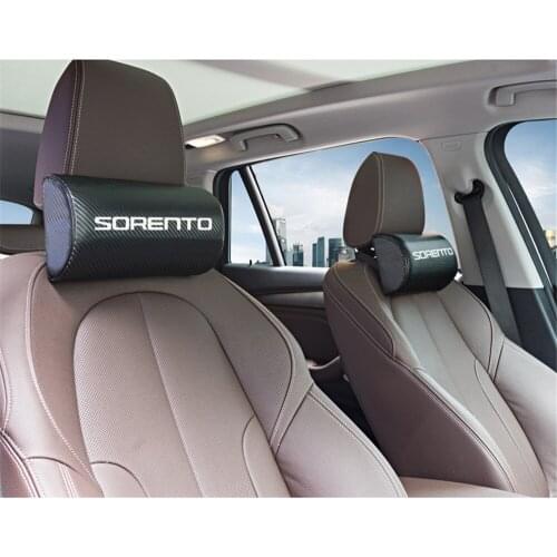 1pcs car neck pillows both side pu leather single headrest case for KIA SORENTO 2017 2018 Accessories Car Styling