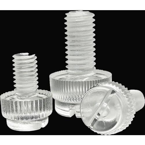 10pcs M3 M4 M5 M6 M8 Acrylic Clear Transparent Plastic Knurl Slotted Head Adjust Thumbscrew Hand Tighten Thumb Bolt Screw DIY