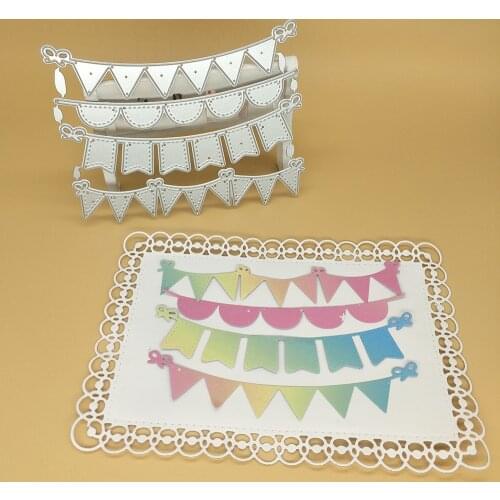 4 types of holiday bunting metal cutting molds for scrapbooking photo album decoration DIY handmade art
