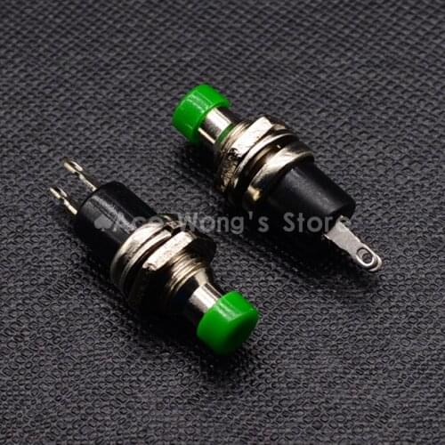 5PCS 7mm Thread Green 2 Pins Momentary Push Button Switch PBS-110