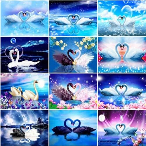 5D Diamond Painting Swan Rhinestone Kit Full Square Round Drill Diamond Embroidery Animal Cross Stitch Decor For Home