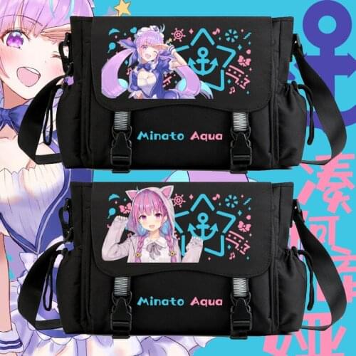 Anime Hololive Vtuber YouTuber Minato Aqua Casual Satchel Messenger Bag Women Men Student School Bag Fashion Messenger Bag New