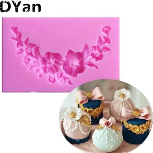 Free Shipping Kitchen DIY Creative 3D Silicone Mold Fondant Flower Vine Fondant Cake Mold Silicone Mold Chocolate Cake A972