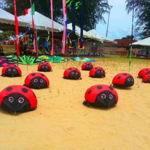Free shipping high quality ladybird soft kites can walk not flying wholesale ripstop nylon bee kites games outdoor garden child