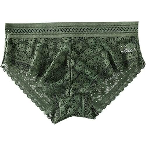 Breathable Underpant Intimates Lingerie Female Briefs 2021 Sexy Lace Thin Women Panties Daisy Pattern Ladies Underwear Mid-Waist