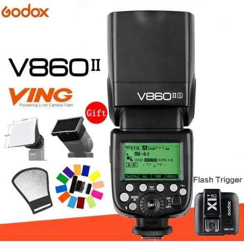 Godox Ving V860II V860II-C/N/S/O/F E-TTL HSS 1/8000 Speedlite Flash+Trigger for Canon Nikon Sony Fuji Olympus DSLR Camera