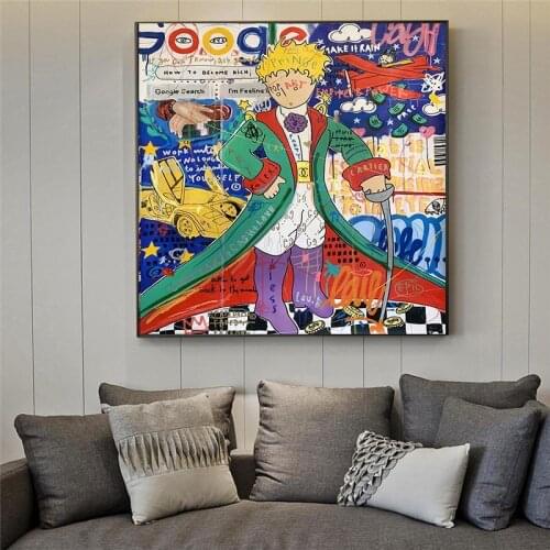 Graffiti Clocks Mona Lisa Lover Street Art Canvas Print Painting Abstract Figure Wall Picture Living Room Home Decoration Poster