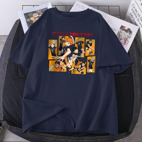 Haikyuu Anime Womens T-shirts Fashion Print Oversize Tshirts Vintage Outdoor Casual Tops Tees Loose Fit Poleras Female Camisetas