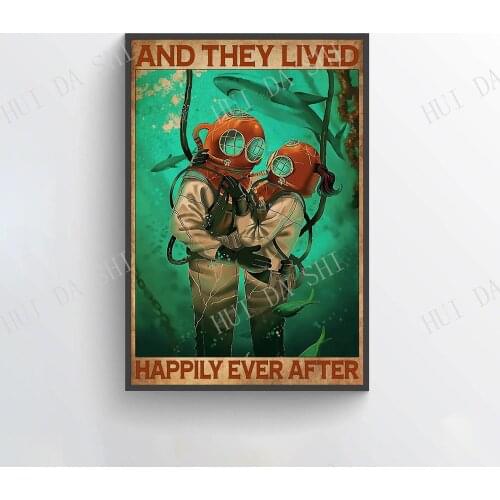 And They Lived Happily Ever After Poster, Diving Wall Art, Scuba Diving Art Print, Diving Lover Gift, Best Gifts Ever