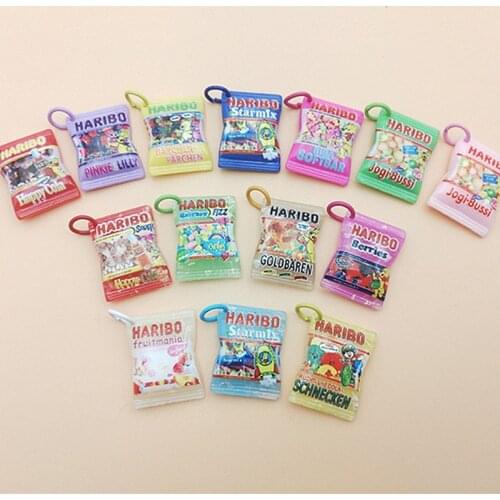20Pc Kawaii Cartoon Candy Flat back Resin Cabochons With Hook DIY Jewelry Making Accessories Keychain Earring Pendant Phone Deco