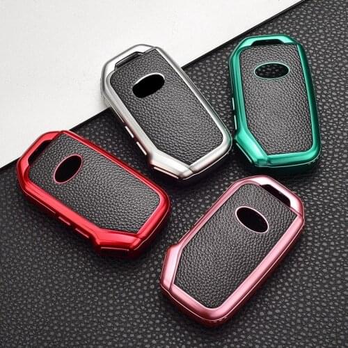 Leather+TPU Remote Car Key Case KeyChain For KIA Sportage R GT Stinger GT Sorento Cerato Forte2018 2019 Key Shell Holder