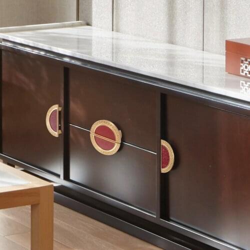 Red+gold /Retro Semicircle Handles Dresser Pulls Drawer Knobs Pulls Antique Kitchen Cabinet Door Handle