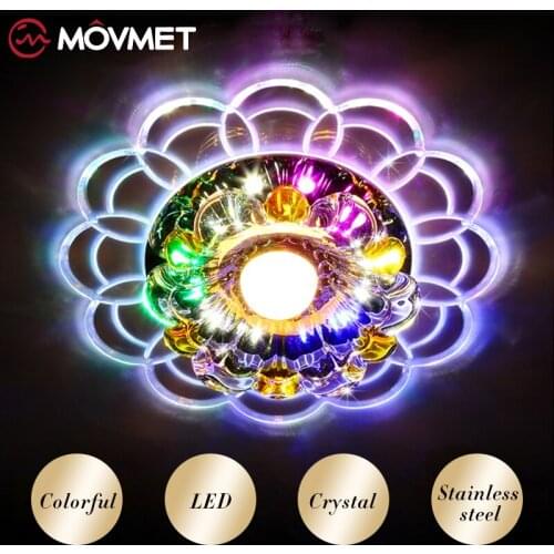 Colorful Modern LED Ceiling Light Crystal Chandelier Flower Acrylic Balcony Bedroom Living-room Aisles Kitchen Stainless-steel