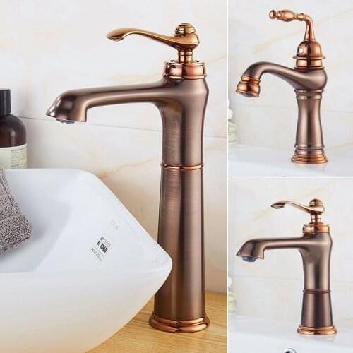 Brass Hot and Cold Mixer ORB Brown Bathroom Basin Faucet Mixer Single Hole Sink Basin Faucet