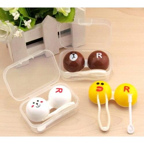 Cute Cartoon Design Portable Bear Rabbit Chicken Contact Lens Case for Women Travel Mini Kit Holder Container Glasses Lenses Box