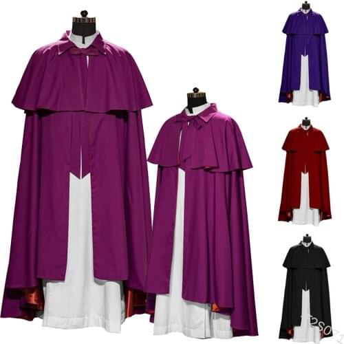 Medieval Renaissance Warrior King Guard Maxi Cloak Lord Retro Gothic Knight Stage Costume Cosplay Priest Trench Cape For Men