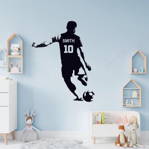 Personalized Name Soccer Wall Decal Soccer Player Wall Sticker Soccer Wall Boy Room Custom Boys Name Nursery Decal Decor Z666