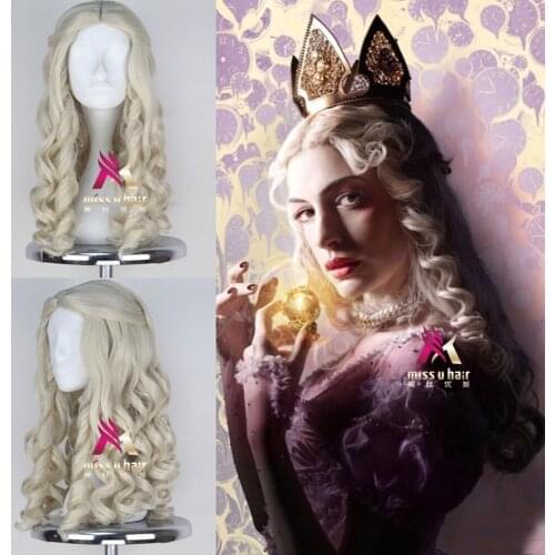 NEW Alice in Wonderland White Queen Cosplay Wig Blonde Wavy Long Braid Styled Synthetic Hair Heat Resistance Fiber +wig cap