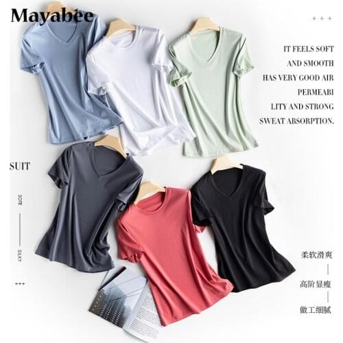 2021 Spring Summer New Mulberry Silk Mercerized Cotton Round Neck Shirt Is Thin Womens Basic Models