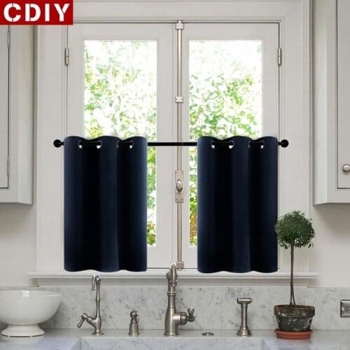 CDIY Solid Short Curtains For Living Room Bedroom Modern Window Curtains For Kitchen Blackout Curtains Drapes Door finished