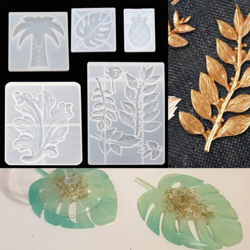 DIY crystal epoxy mold European pattern leaf decoration mirror surface silicone production resin creative handmade jewelry