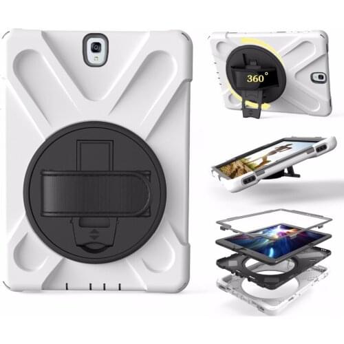 Heavy Duty Silicone Hard Tablet Case For Samsung Galaxy Tab S3 9.7 SM-T820 T825 Cover Kids Safe Shockproof Hand Belt Holder