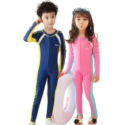 UPF 50+ Quick Dry One Piece Swimsuit Girls Boys Children Long/Short Rash Guards for Kids Beach Surf Diving Swimming Suit Junior