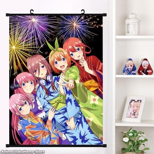 Japanese Anime Go-Toubun no Hanayome Nakano Miku Wall Scroll Mural Poster Cartoon Wall Hanging Poster Home Decor Collection Art