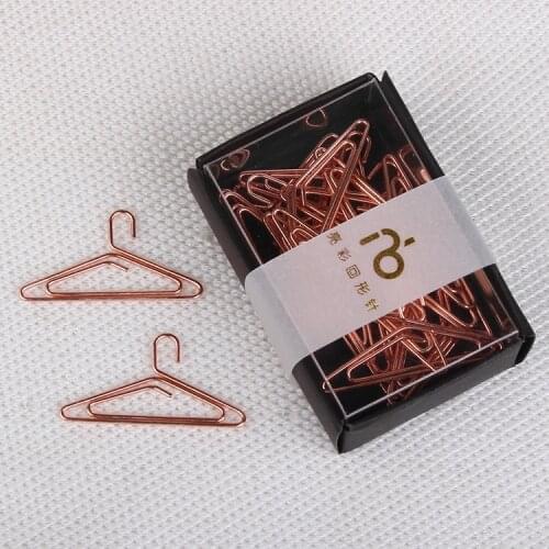 Rose Gold Paper Clip Clothes Hanger Shape Paperclip Pin Rose Gold Stationery Paper Clips Decorative Paperclip Metal Clip Paper