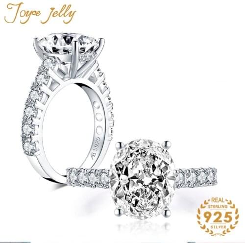 JoyceJelly Trendy Solid Silver Ring for Women Oval 10*12mm Sona Stone S925 Female Fine Jewelry Gemstones Wedding Party Size5-8