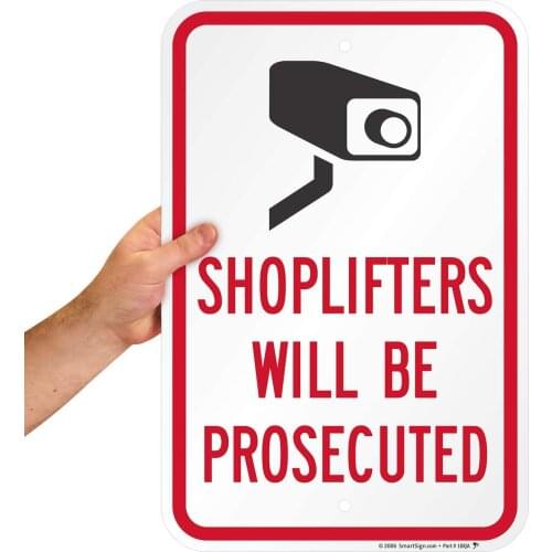 SmartSign "Shoplifters Will Be Prosecuted" Sign | 12" x 8" Aluminum