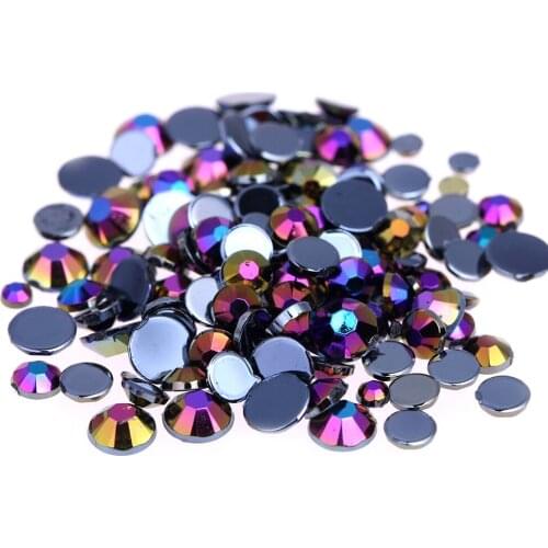 1.5-6mm AB Color Round Flatback Acrylic Rhinestones Beads Face Gems Shoes Clothing Decorations Sparkling Jewelry & Accessories