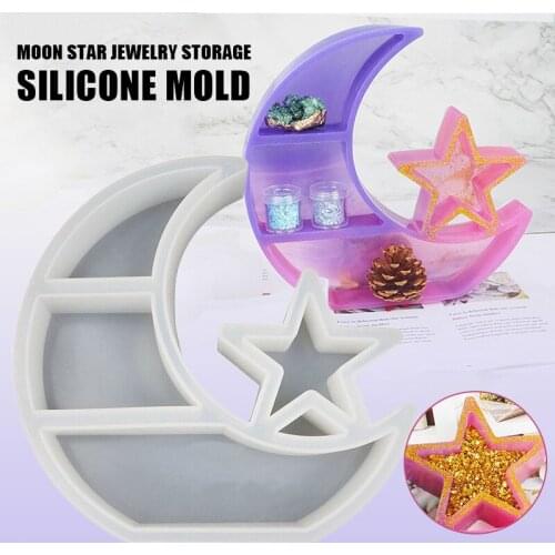 1Pc Silicone Moon Star Jewelry Storage Resin Casting Mold Epoxy Mould Craft DIY Jewelry Storage Plate Container Mold
