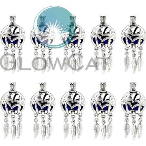 10X K825 Dream Catcher Coconut Tree Locket Pendant Essential Oil Diffuser Aroma Stone Pearl Cage Jewelry Making