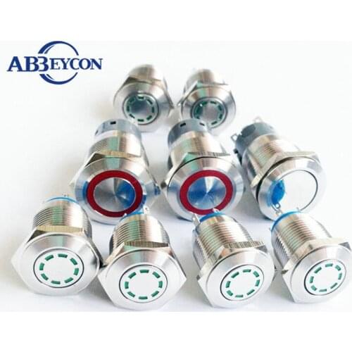16mm Flat Round Momentary Multipoint Dot Led Lamp Illminated Pin Solder Terminal Metal Shell Waterproof Machine Switch