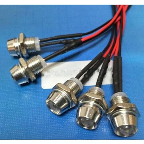 24V With Metal LED Holder F5 5mm White Red Green Blue Yellow Orange RGB LED Lamp Light With 20cm Wire x 100pcs