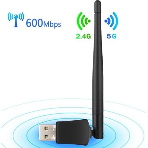 600Mbps 5/2.4Ghz Dual Band Wireless USB Wifi Dongle Adapter Lan Adapter 802.11ac/a/b/g/n for Win 7/8/10/Mac