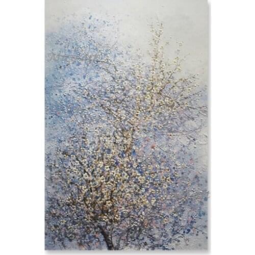 Texture Abstract Plum Flower Art Handmade Modern Living Room Decor Canvas Oil Painting Wall Decor Unframed Art Paintings Pieces