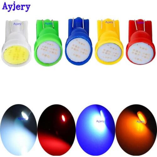 AYJERY 500 Pcs 12V T10 LED 194 168 W5W 6 LED T10 COB LED White Light 2W Indicator Reading Driving Light Bulbs White Car Light