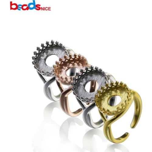 Beadsnice bezel crown ring setting 925 sterling silver wire crown bezel for 12mm round cabochon silver ring blanks ID 32845