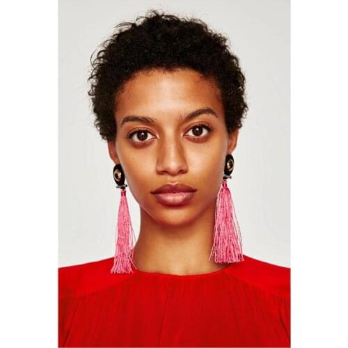 Bohemian Geometric Round Bead Long Thread Tassel Ears Simple Temperament Tassel Drop Earrings for Women Party Bijoux Jewelry