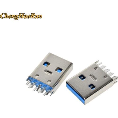 ChengHaoRan 1pcs USB 3.0 splint male AF 180 degree vertical straight male 9pin harpoon splint