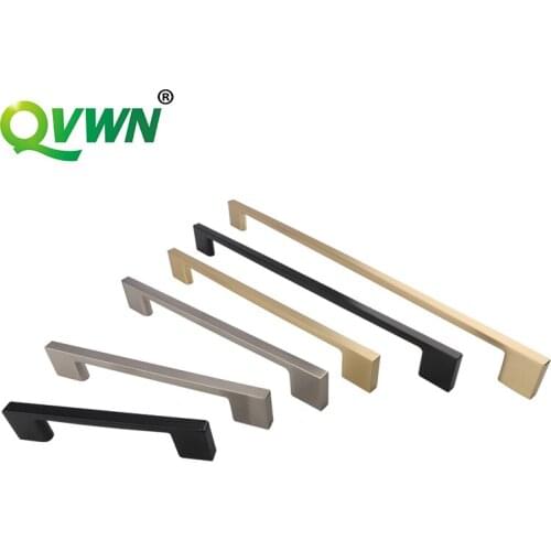 QVWN Black Cabinet Knobs and Handles Gold Kitchen Cupboard Door Pulls Square Drawer Door Handle Furniture Handle Door Hardware
