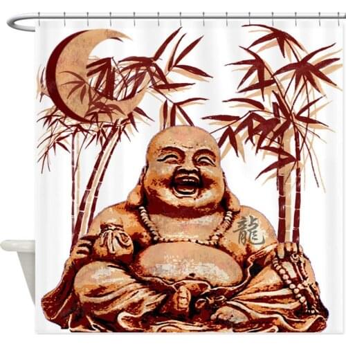 Riyah-Li Designs Happy Buddha Decorative Fabric Shower Curtain