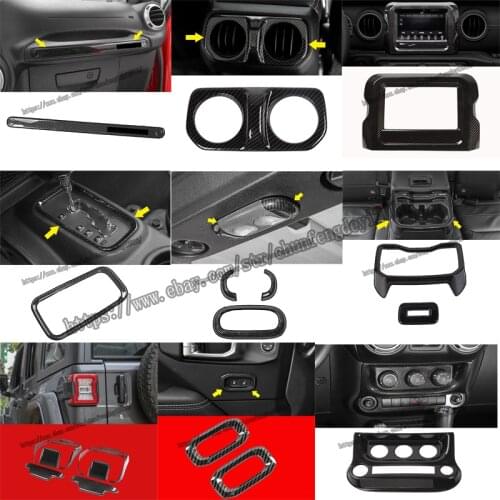 For Jeep Wrangler JL 2018 2019 Carbon fiber style interior Air outlet decoration Covers Trim