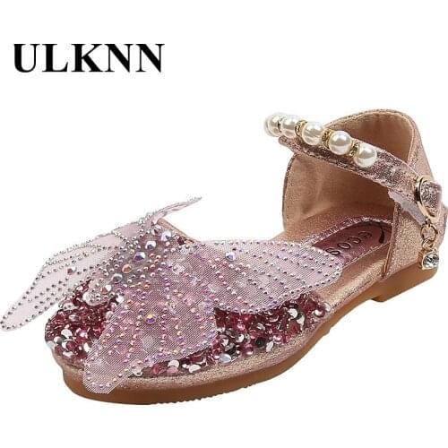 ULKNN Girls Spring Childrens Shoes Princess Catwalk Show Single Shoes Soft Bottom Fashion Flats Kids Baotou Leather Shoes