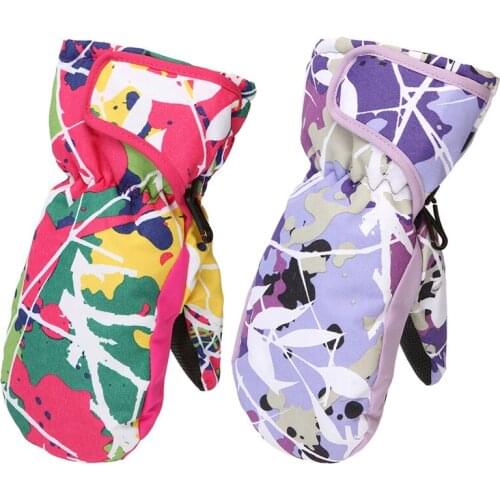 Childrens Ski Mittens Water-Resistant Windproof Light Weight Breathable Ripstop Fabric Snowproof Gloves For Girls Boys#288792
