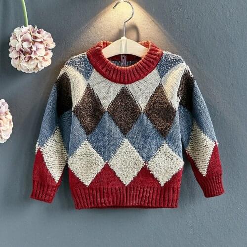 Childrens Sweaters 2019 New Toddler Girl Winter Clothes Baby Boys and Girls Casual Knitted Sweaters Kids Diamond Sweaters 2-7Y