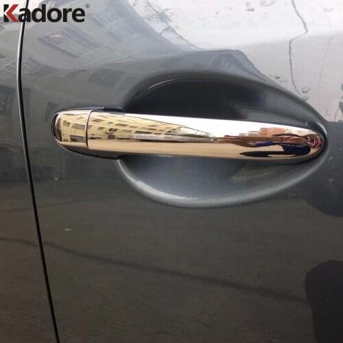 For Mazda 2 Demio DJ 2014-2018 Hatchback Car Exterior Decor ABS Chrome Door Handle Cover Trim Cap + Smart Key accessories