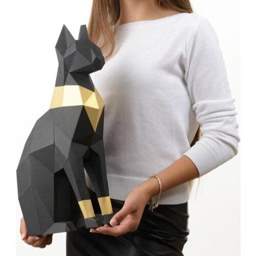 Egyptian Cat 3D Stereoscopic Paper Model DIY Handmade Model Desktop Decoration Three-Dimensional Geometric Origami Home Decor